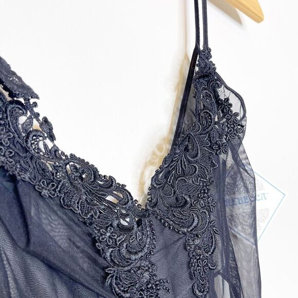NEW Vintage 90s Rebecca Intimates Small High Cut Black Sheer Negligee Bodysuit - Picture 4 of 10